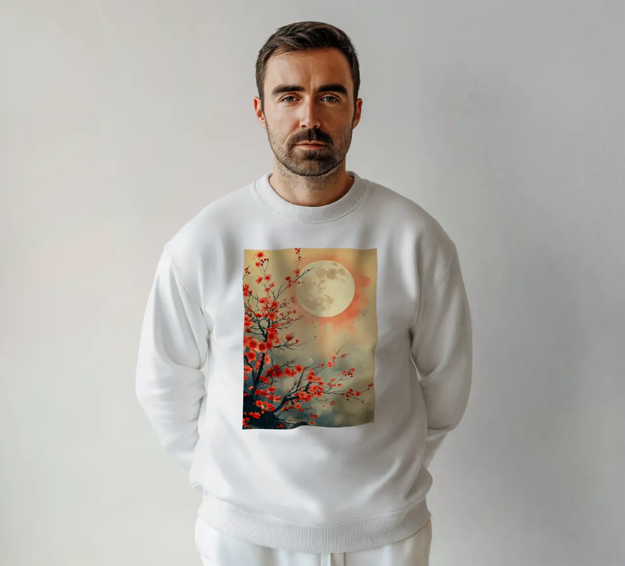 luna di ciliegio in fiore in Giappone felpa da Rebecca Clark Wyrick