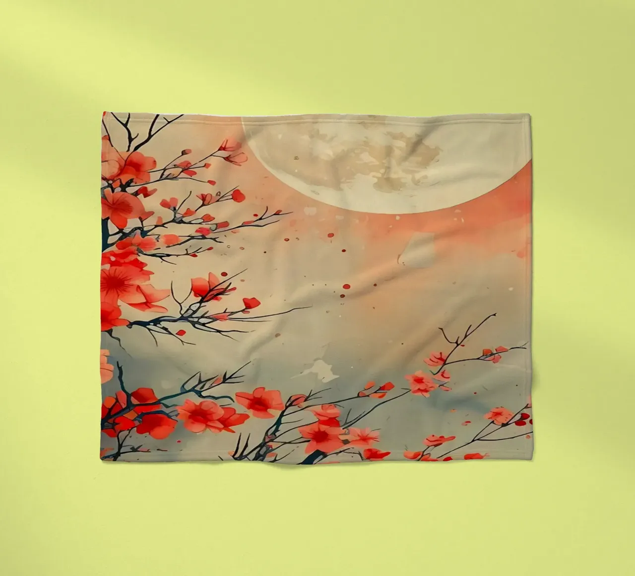 luna di ciliegio in fiore in Giappone coperta in pile da Rebecca Clark Wyrick