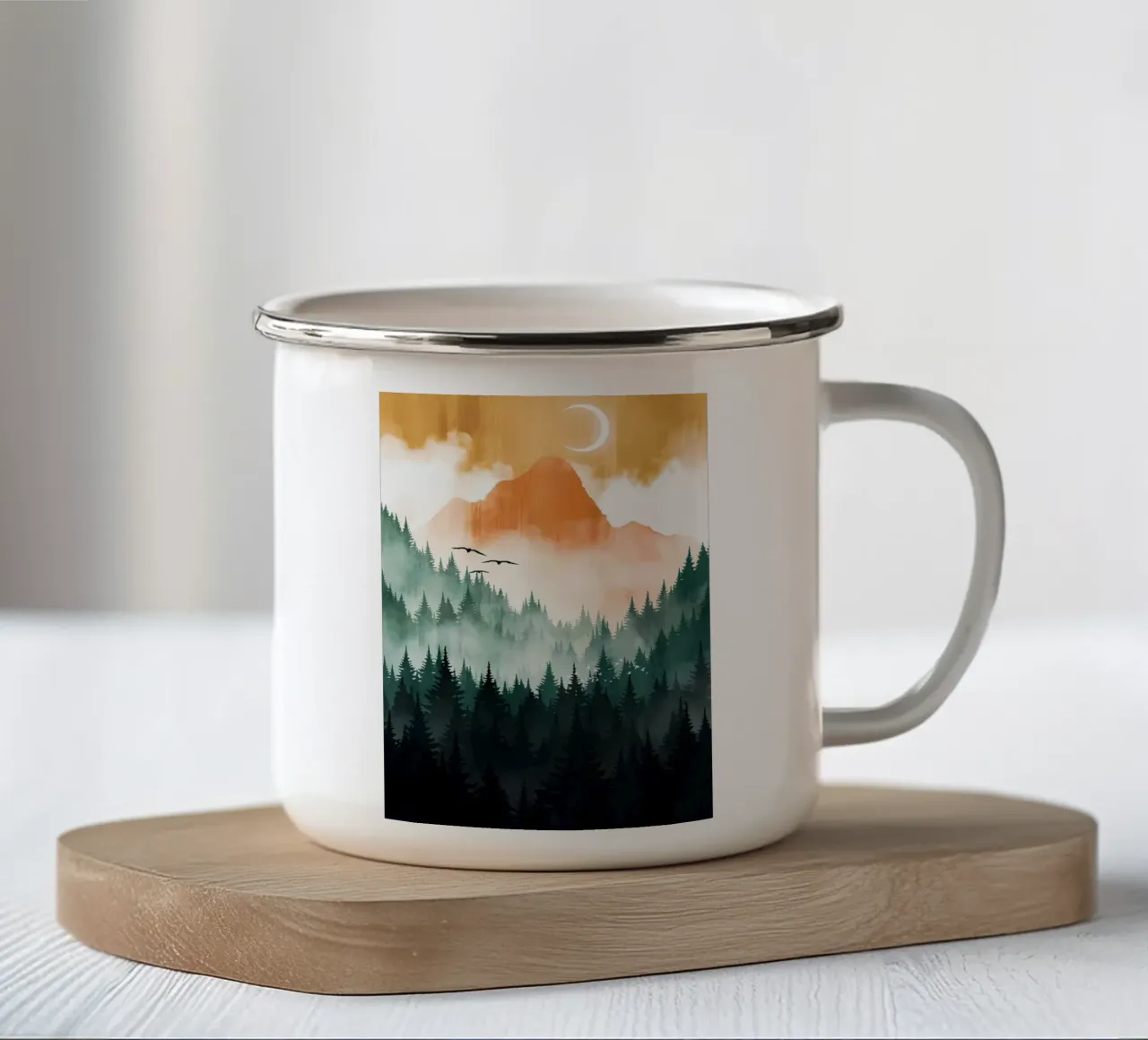 Tramonto in montagna tazza in smalto da Albert S Jacob