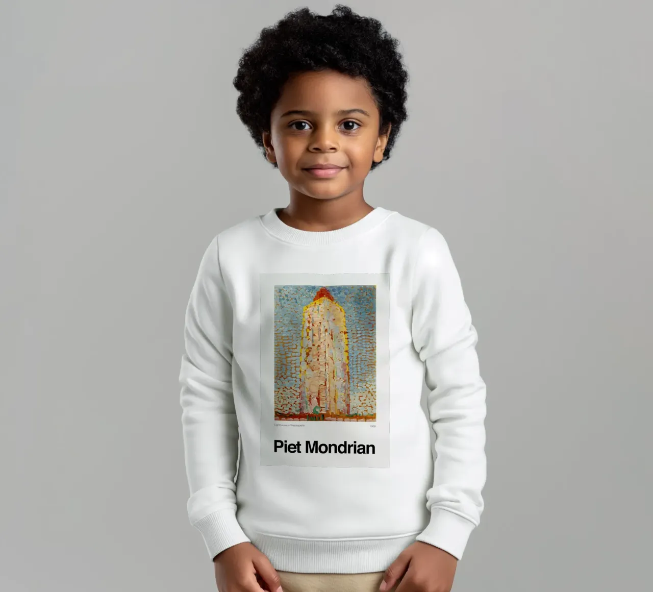 Mondrian - Lighthouse in Westkapelle felpa bambino da ARTOTHEK