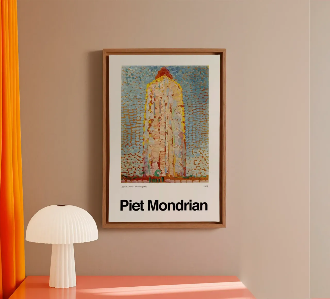 Mondrian - Lighthouse in Westkapelle tela con Cornice a cassetta da ARTOTHEK