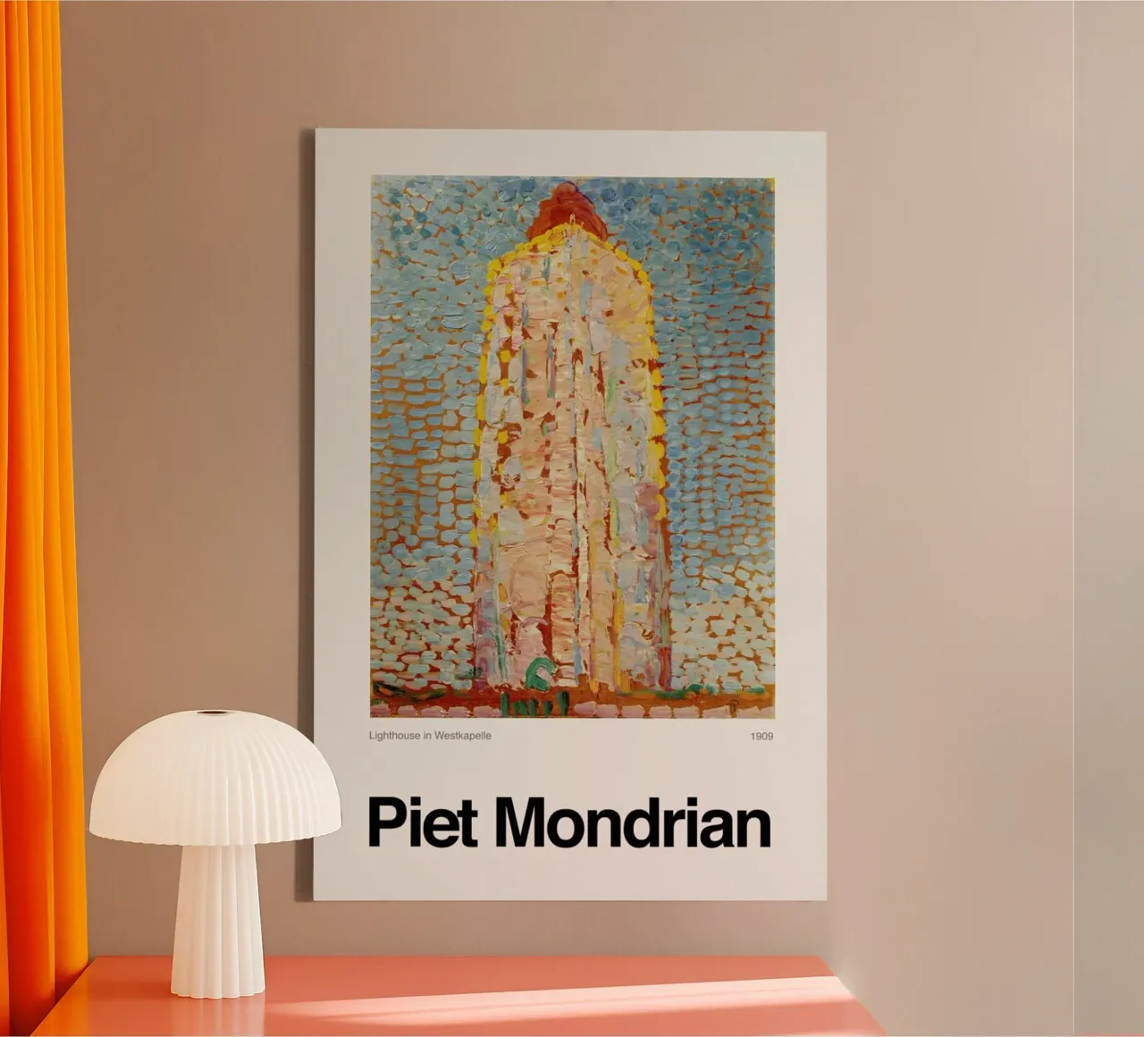 Mondrian - Lighthouse in Westkapelle tela con Cornice a cassetta da ARTOTHEK