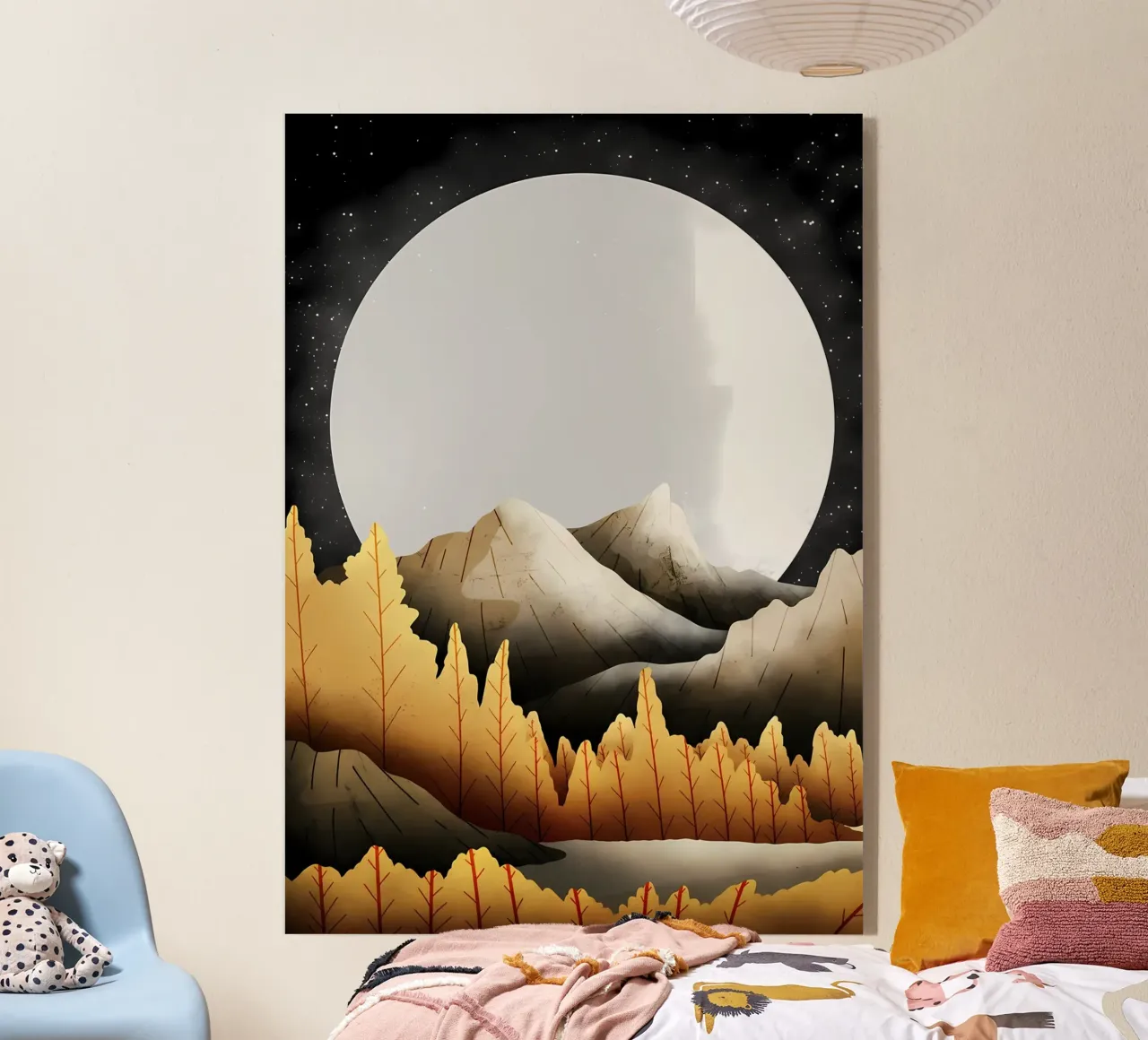 Bergzicht acryl van Albert S Jacob