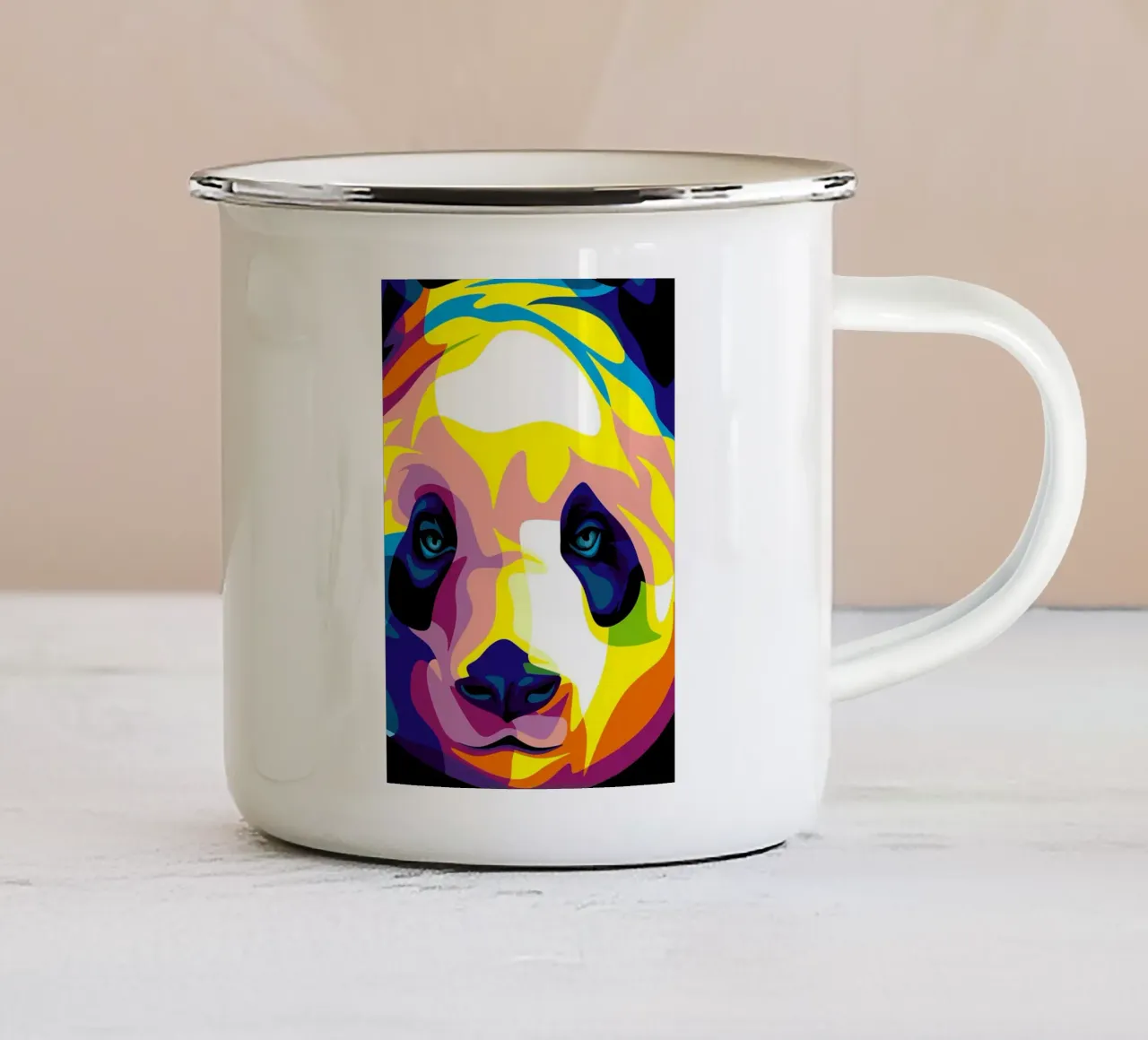 Panda pop tazza in smalto da James M Coyle
