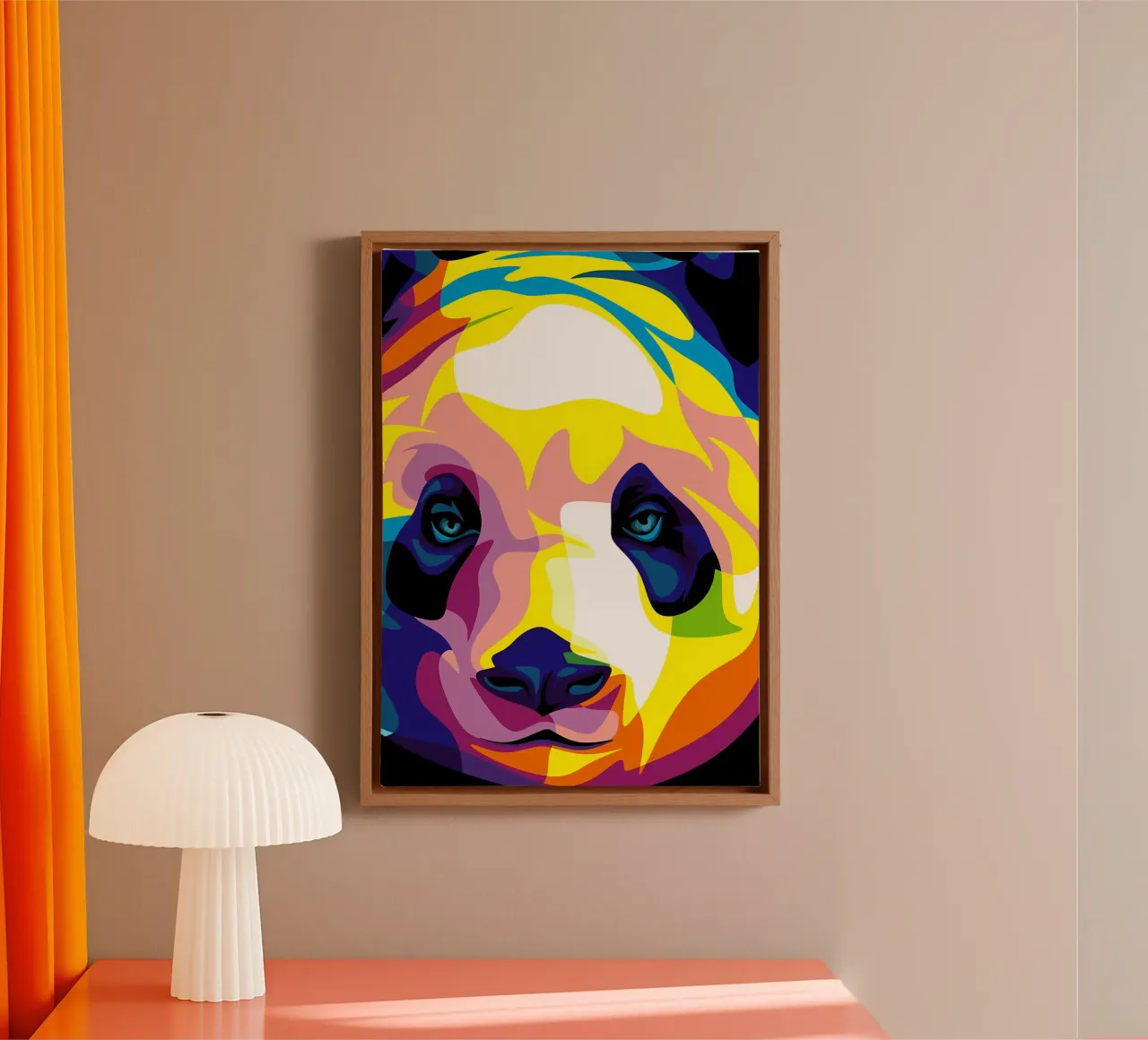 Panda pop tela con Cornice a cassetta da James M Coyle