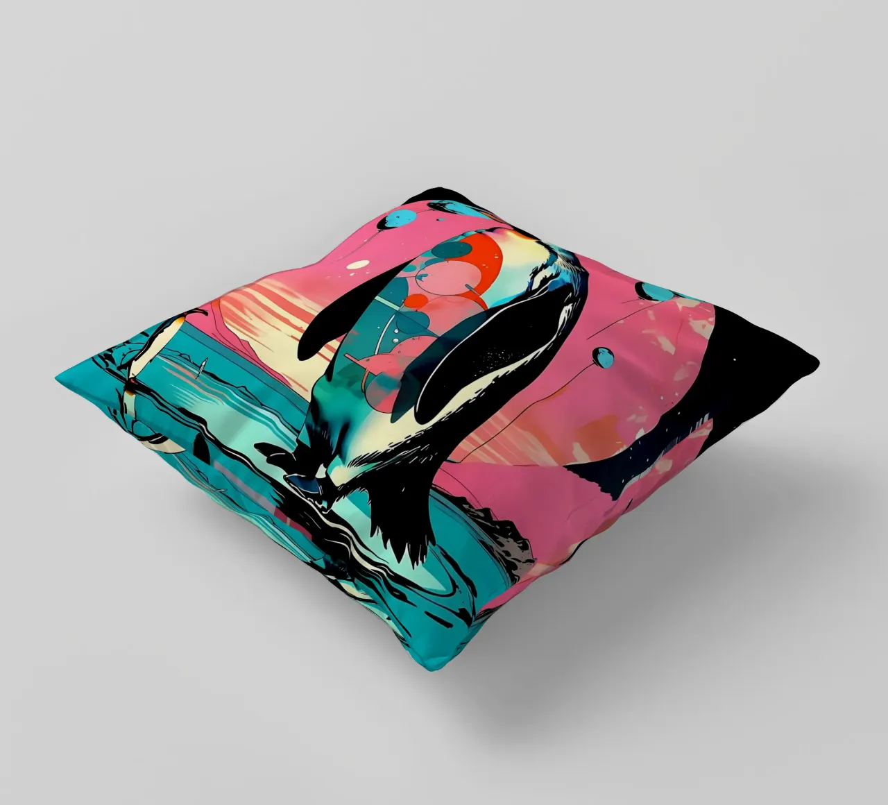 Pinguino_Stil_D_1 cuscino da Tierisch bunt by LK