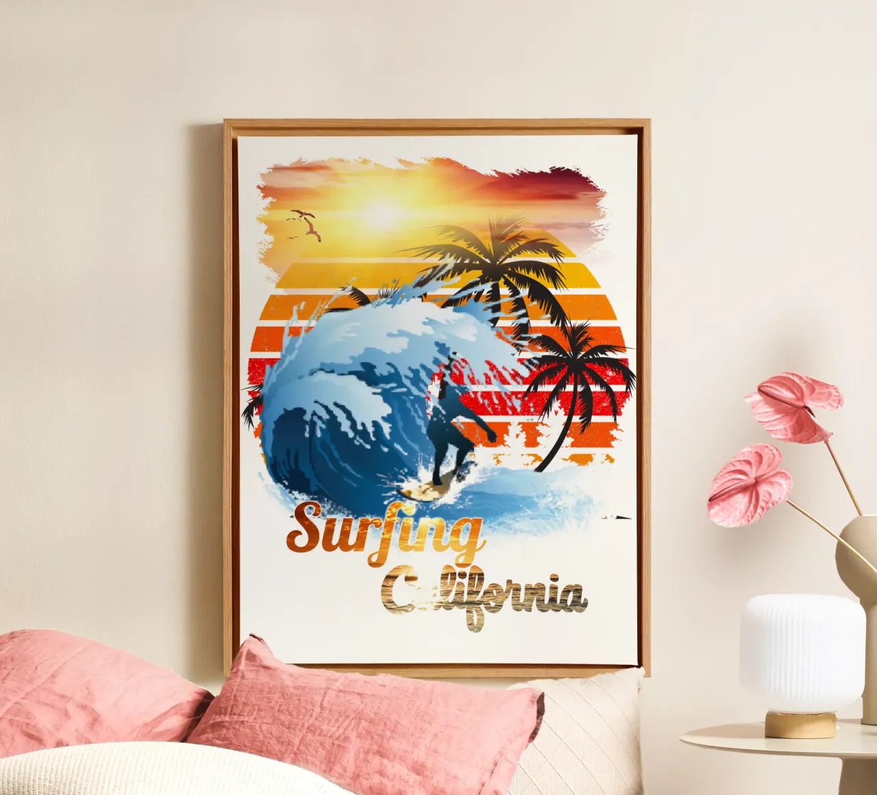 Surf Life Oval y - Summer Sun Vibes 3 tela con Cornice a cassetta da surfer28