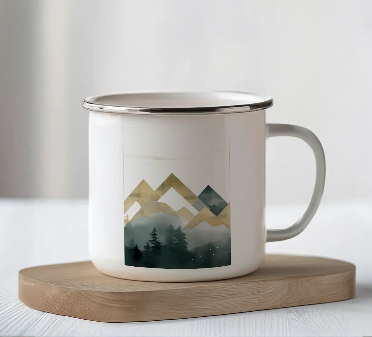 Strati di montagna sorgere del sole tazza in smalto da Albert S Jacob