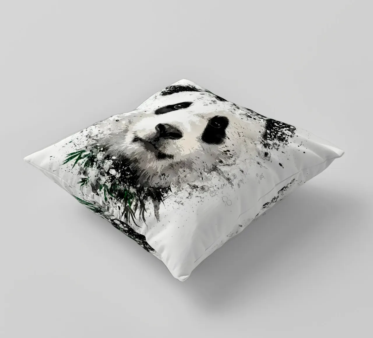 Panda con bambù verde cuscino da James M Coyle