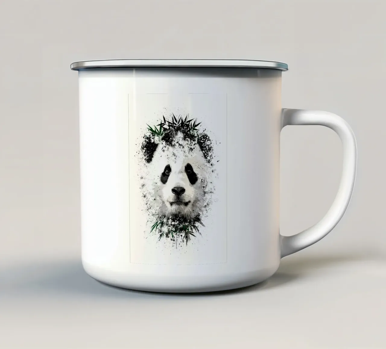 Panda con bambù verde tazza in smalto da James M Coyle