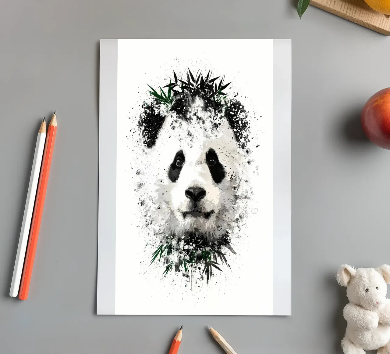 Panda con bambù verde foglio adesivo da James M Coyle