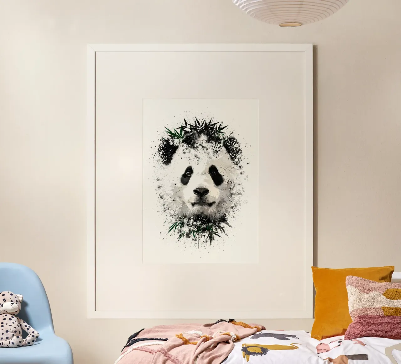 Panda met groene bamboe hahnemühle van James M Coyle
