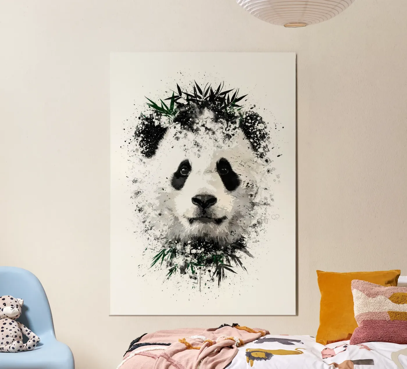 Panda with green bamboo poster da James M Coyle