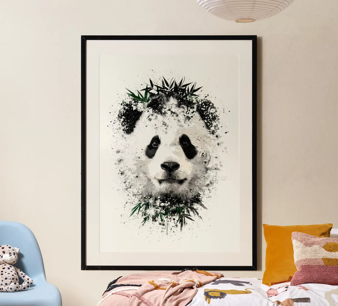 Panda with green bamboo poster da James M Coyle