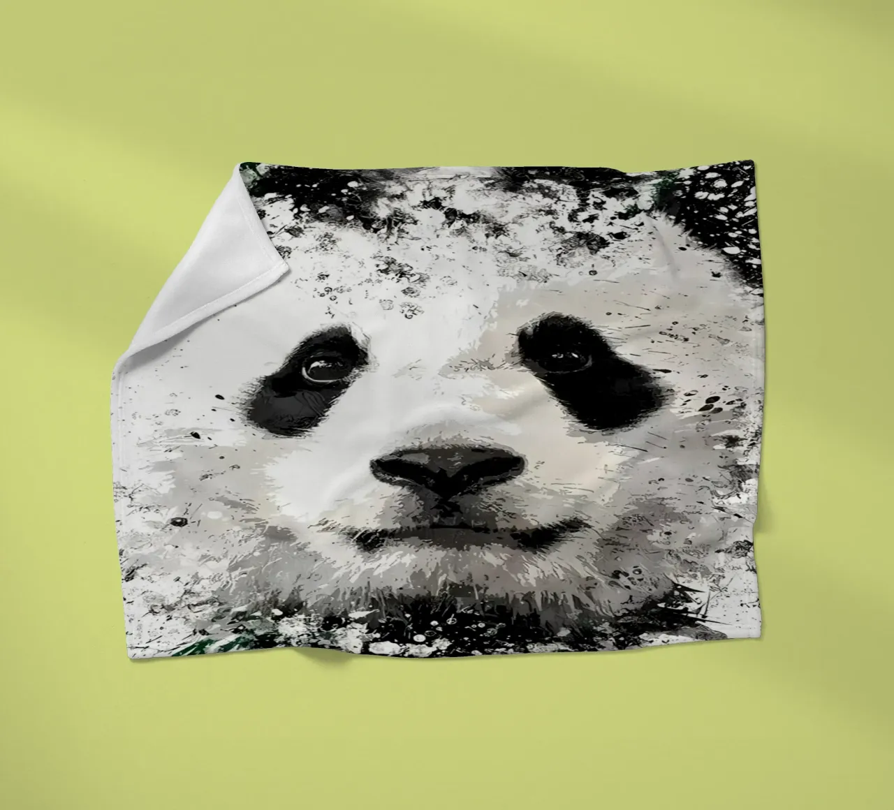Panda with green bamboo fleece blanket by James M Coyle