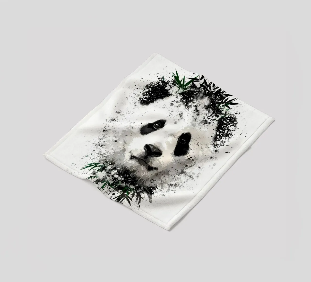 Panda with green bamboo fleece blanket by James M Coyle