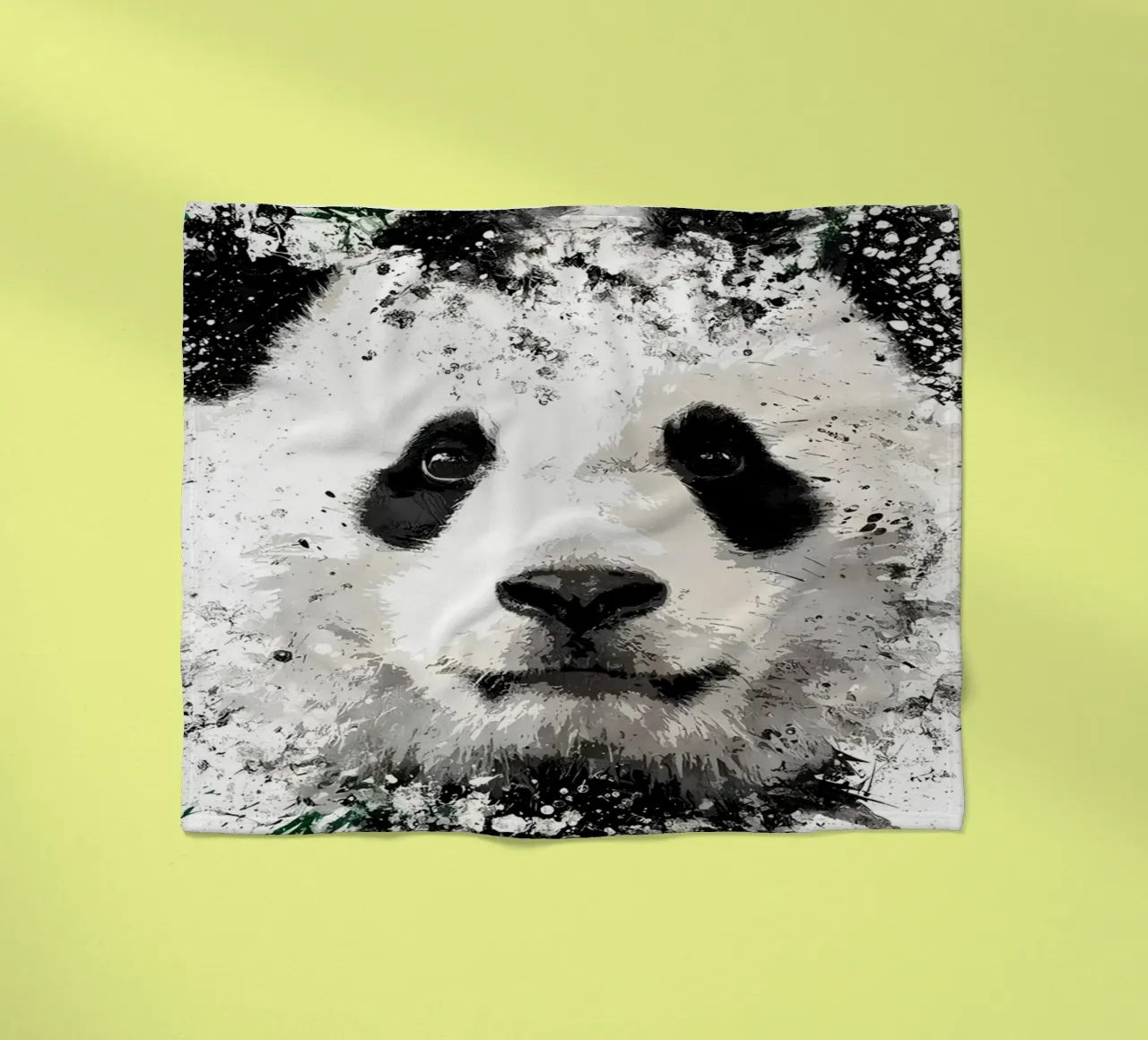 Panda with green bamboo fleece blanket by James M Coyle