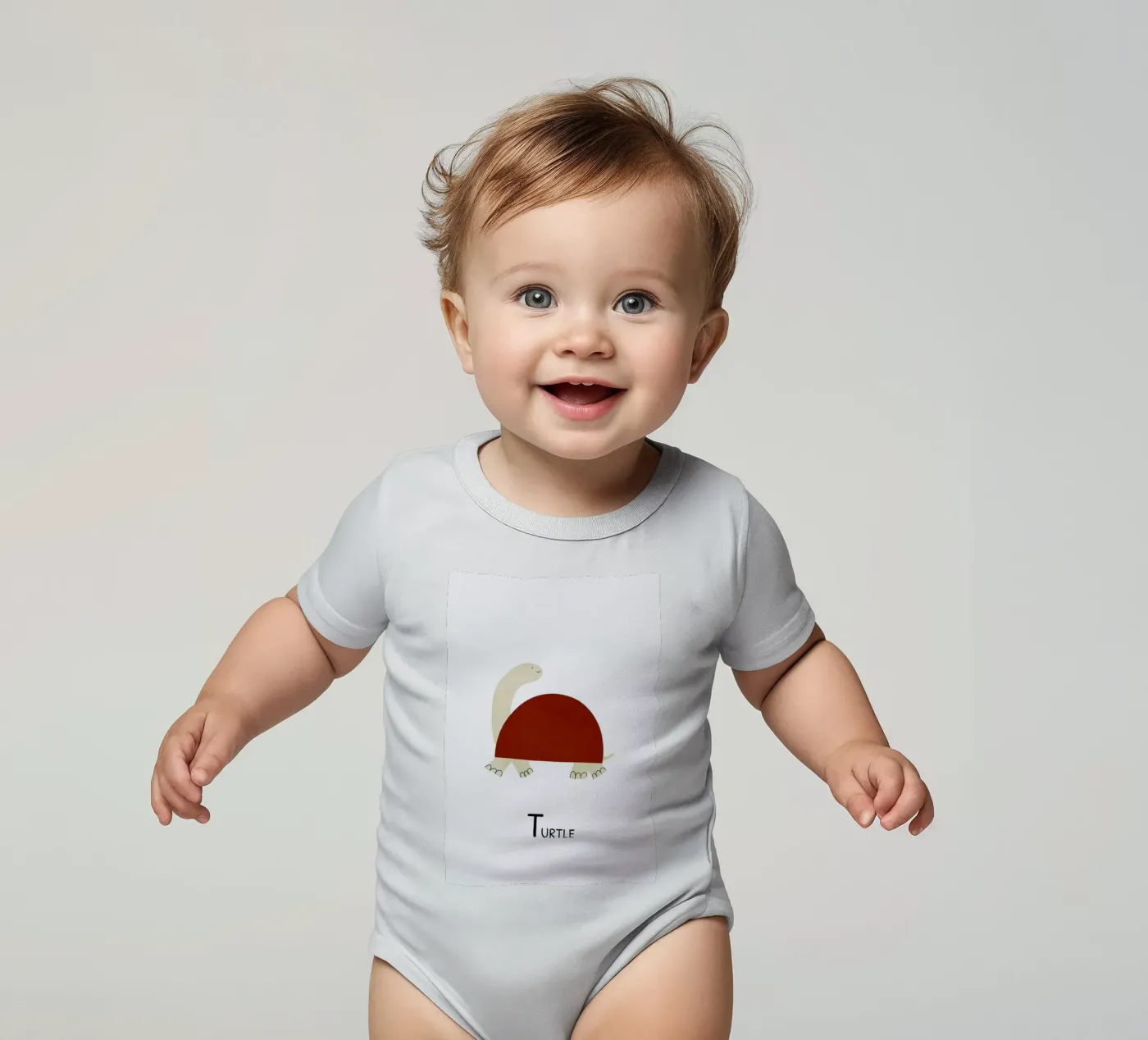 Turtle short-sleeve baby romper by Little Flourishes