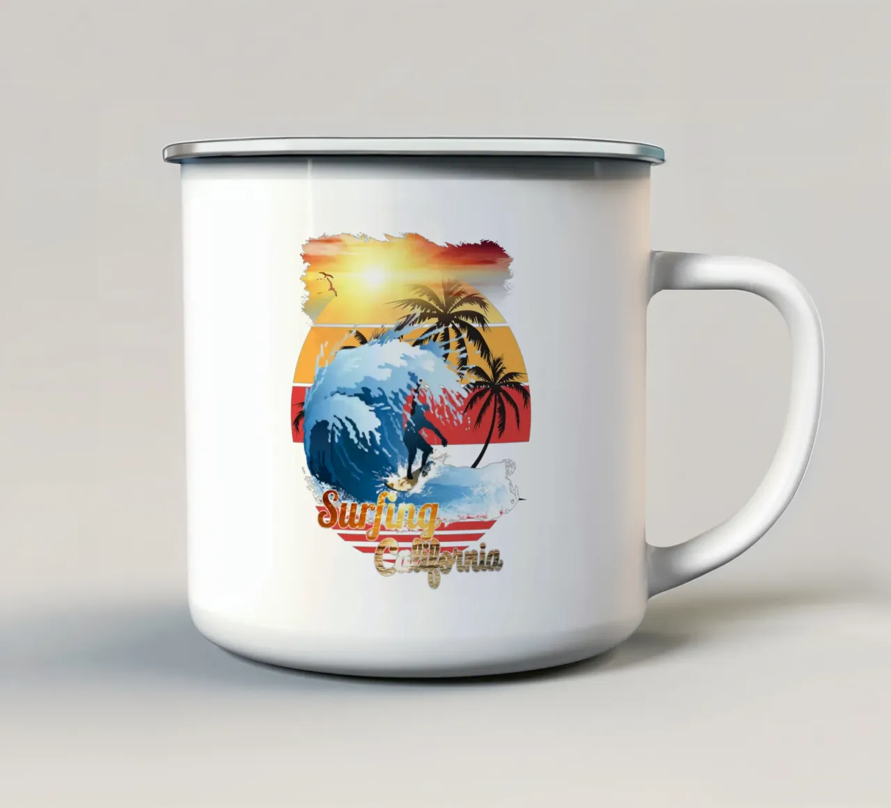 Surf Life Oval y - Summer Sun Vibes 2 tazza in smalto da surfer28