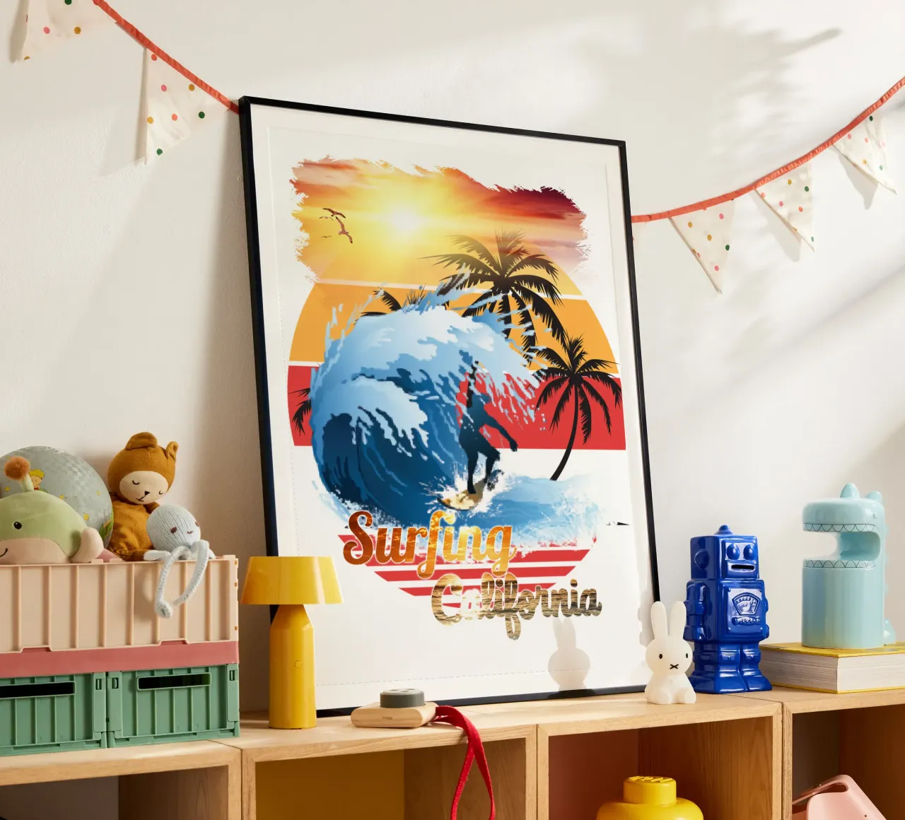 Surf Life Oval y - Summer Sun Vibes 2 poster con telaio in plastica da surfer28