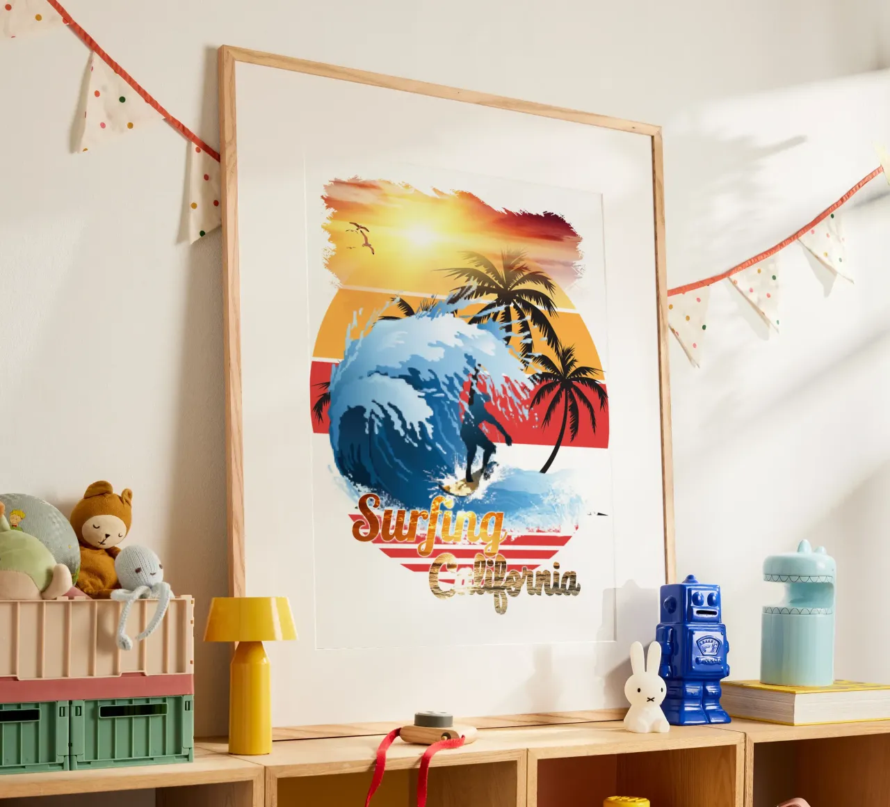Surf Life Oval y - Summer Sun Vibes 2 poster con telaio in plastica da surfer28