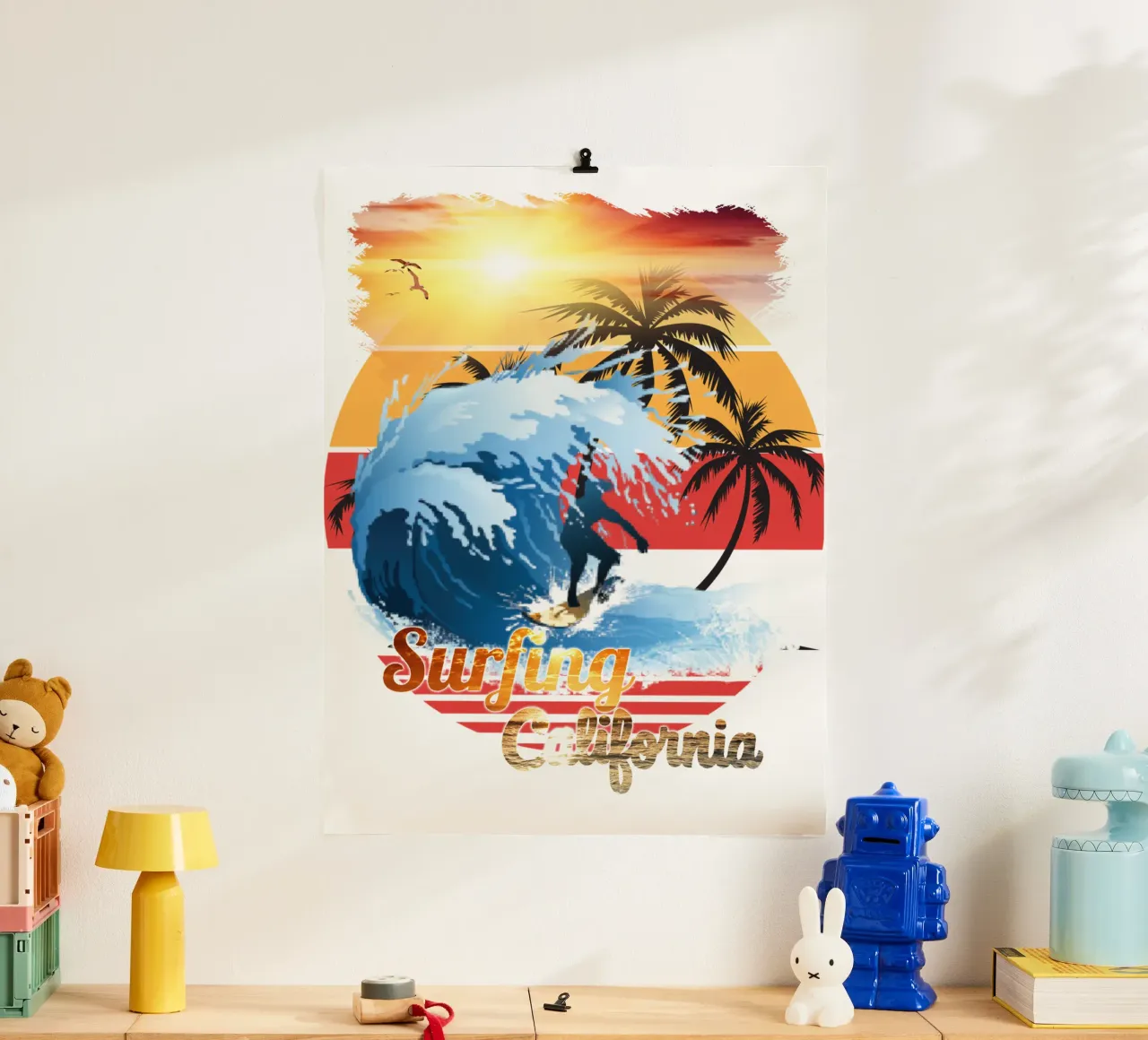 Surf Life Oval y - Summer Sun Vibes 2 poster con telaio in plastica da surfer28