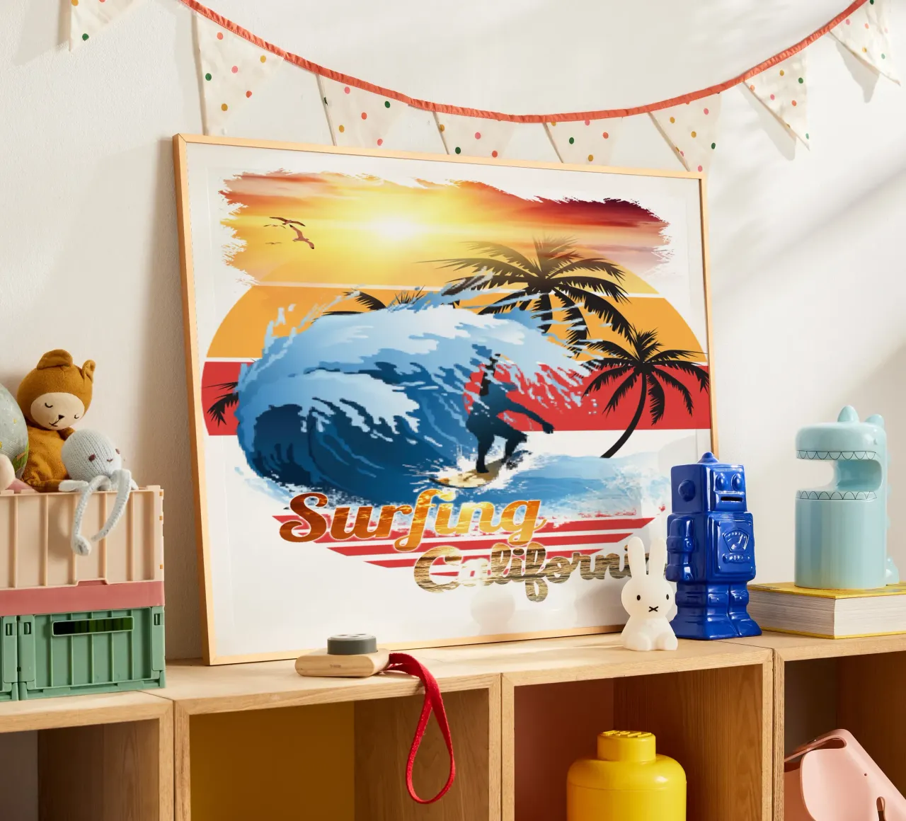 Surf Life Oval y - Summer Sun Vibes 2 poster con telaio in plastica da surfer28