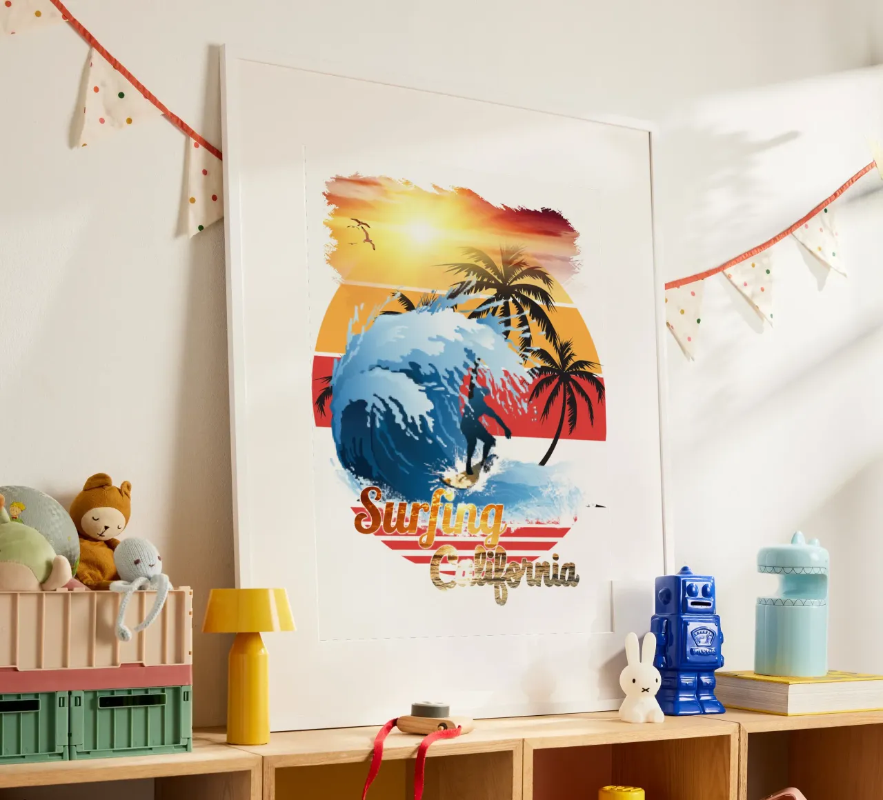 Surf Life Oval y - Summer Sun Vibes 2 poster con telaio in plastica da surfer28
