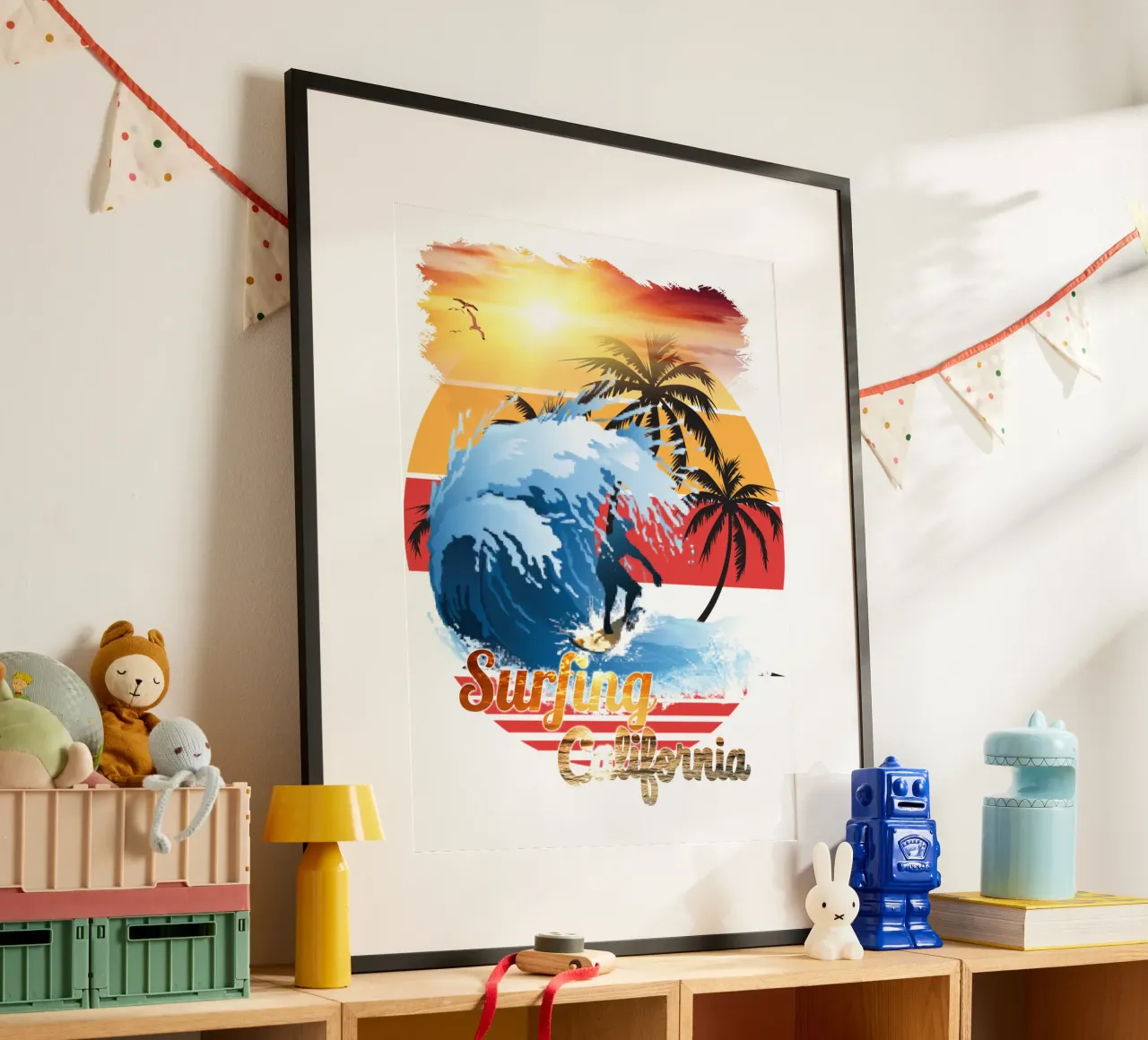 Surf Life Oval y - Summer Sun Vibes 2 poster con telaio in plastica da surfer28
