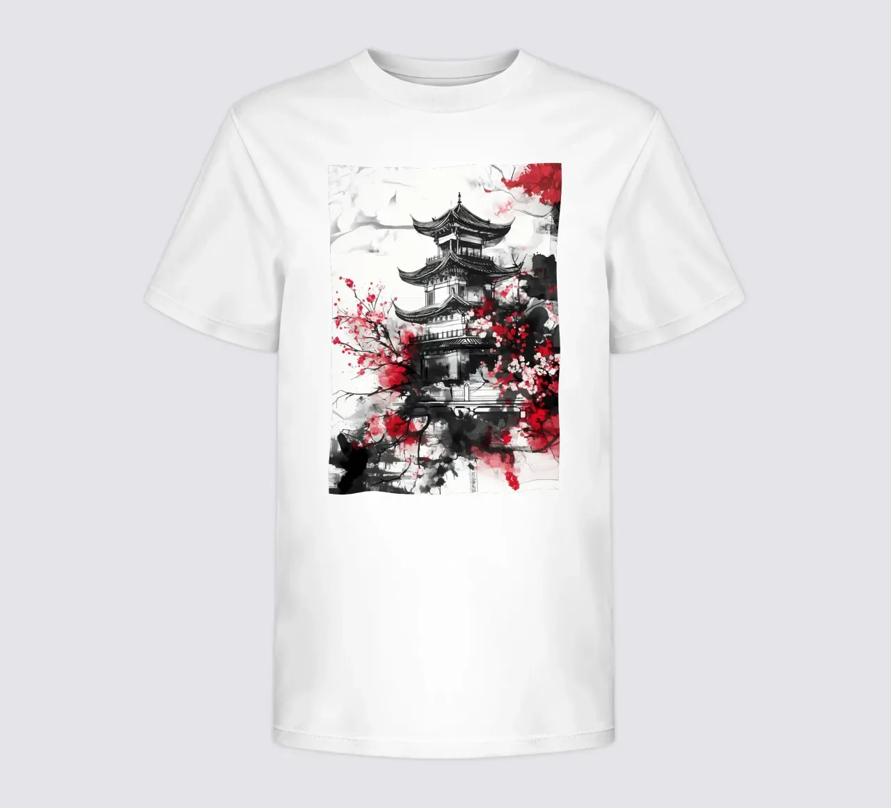 Japanese Cherry Pagoda kids t-shirt by Rebecca Clark Wyrick