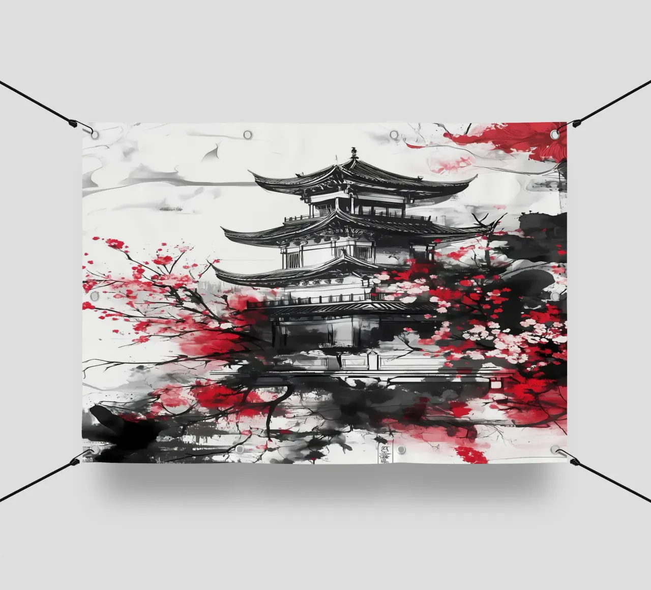 Pagoda giapponese di ciliegi telo in pvc da Rebecca Clark Wyrick