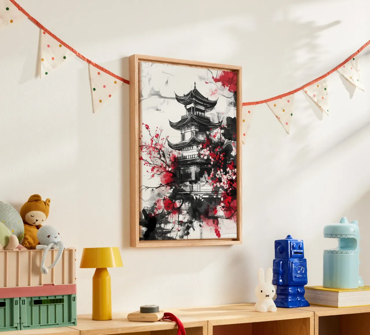 Japanese Cherry Pagoda canvas by Rebecca Clark Wyrick