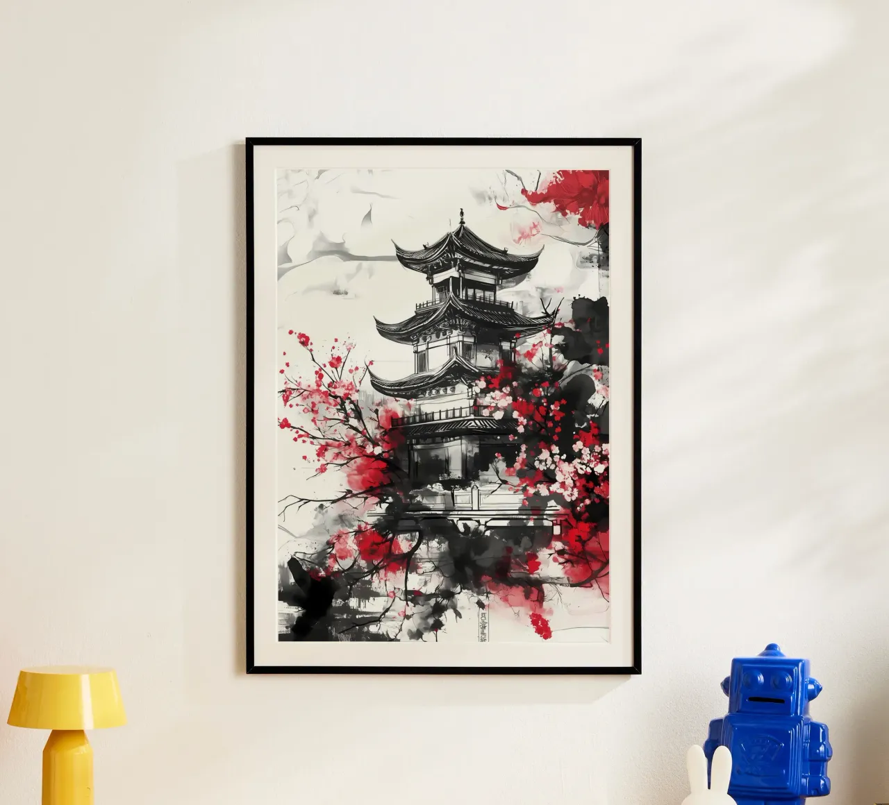 Japanese Cherry Pagoda poster by Rebecca Clark Wyrick
