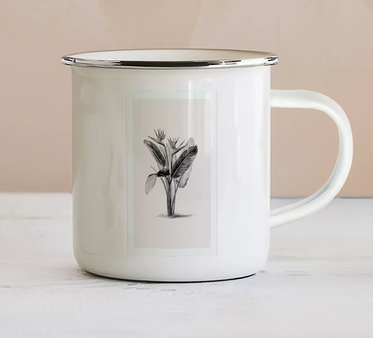 Crane Flower tazza in smalto da Flora & Fauna