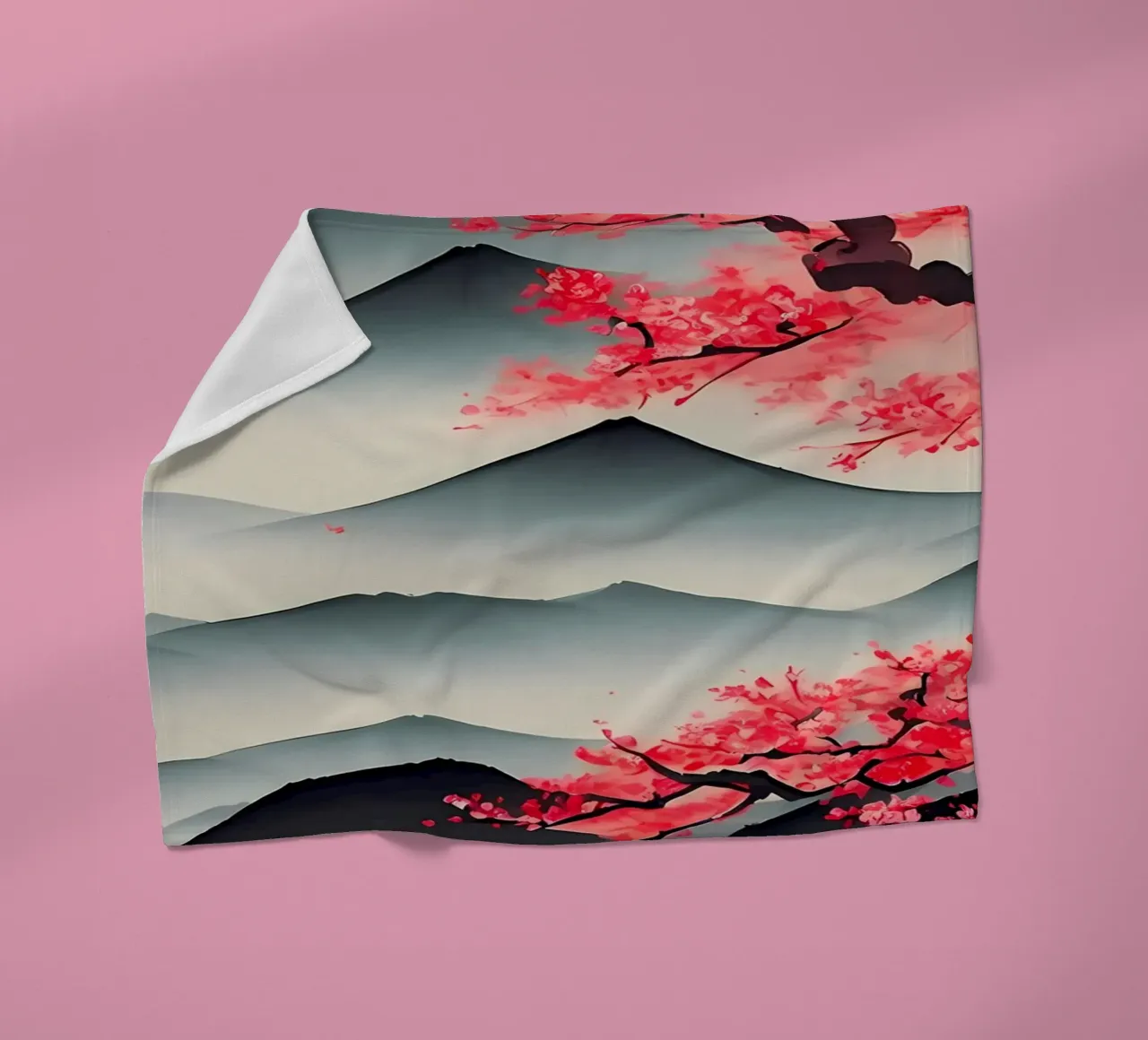 Japanese Ink Wash Painting fleece blanket by Rebecca Clark Wyrick
