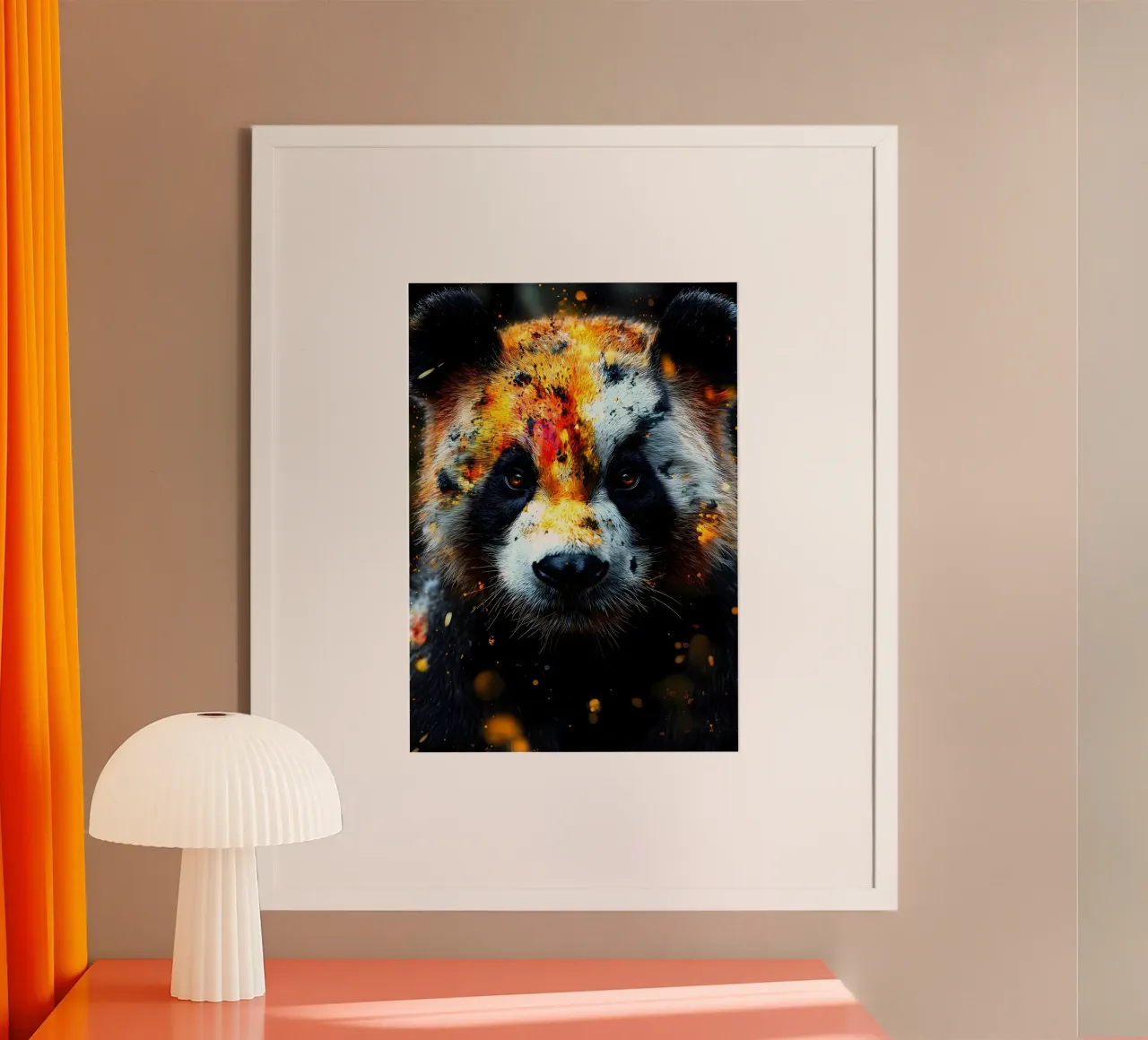Portrait d'un panda ardent poster avec cadre en aluminium de James M Coyle