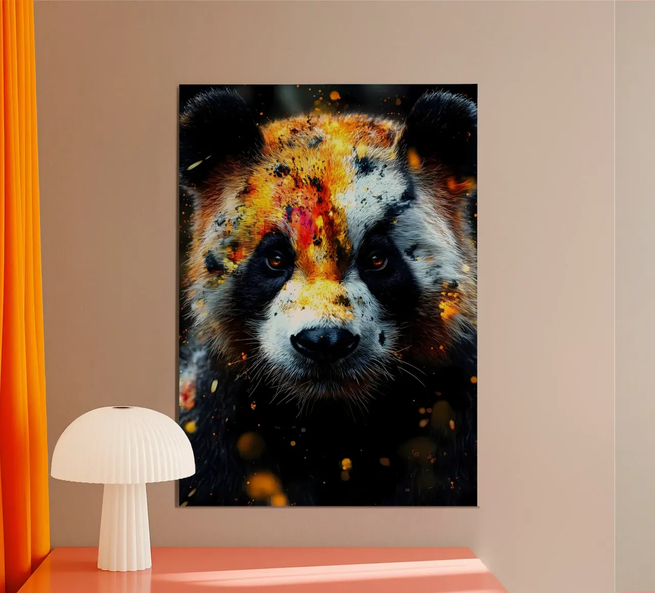 Portrait d'un panda ardent poster avec cadre en aluminium de James M Coyle