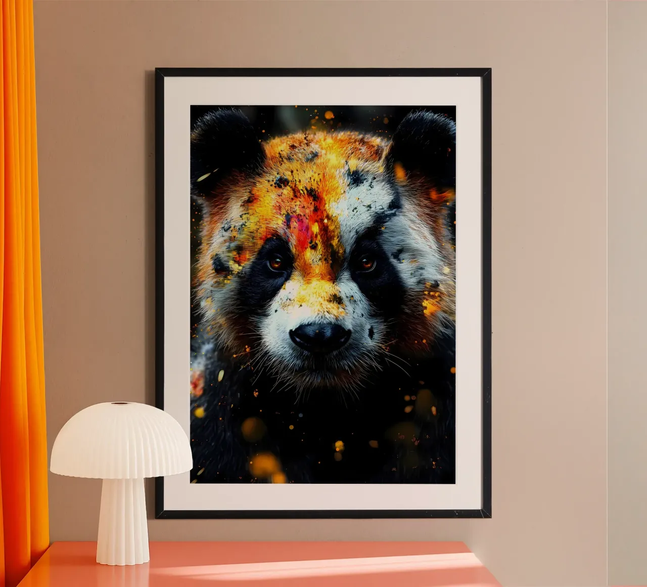 Portrait d'un panda ardent poster avec cadre en aluminium de James M Coyle
