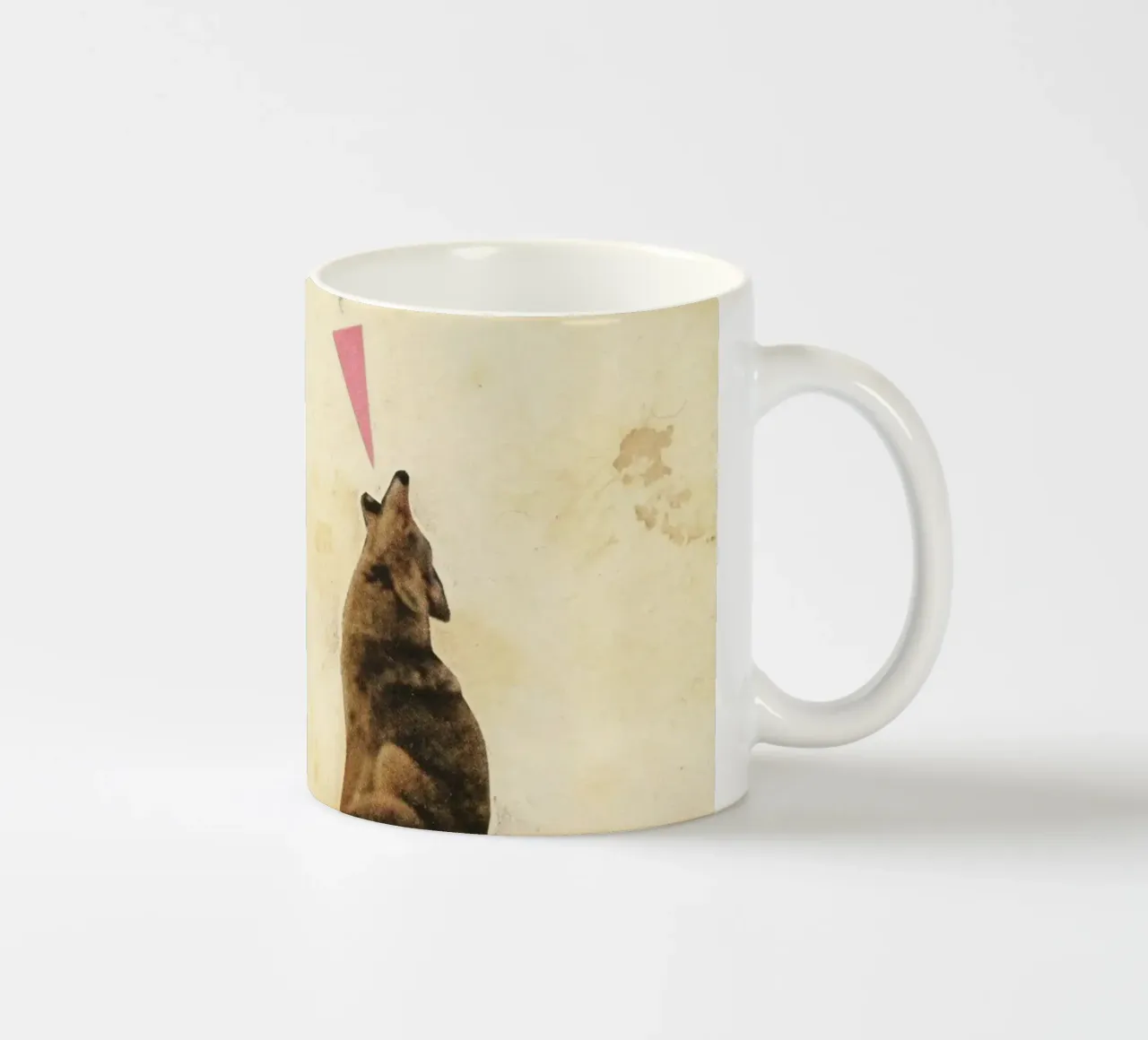 Coyote ululante tazza in ceramica da Cassia Beck Collage