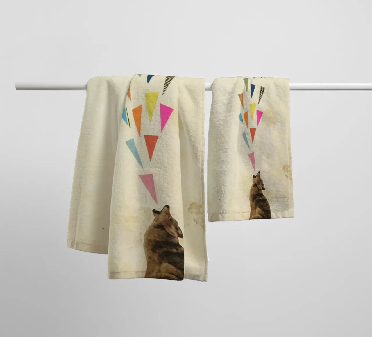 Howling Coyote towel by Cassia Beck Collage