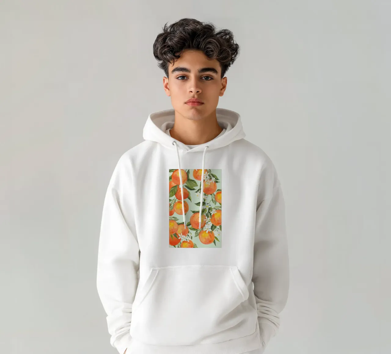 Sinaasappel Poster, Fruit Print, Italiaanse Kunst, Sinaasappelkunst hoodie van Bella Studio
