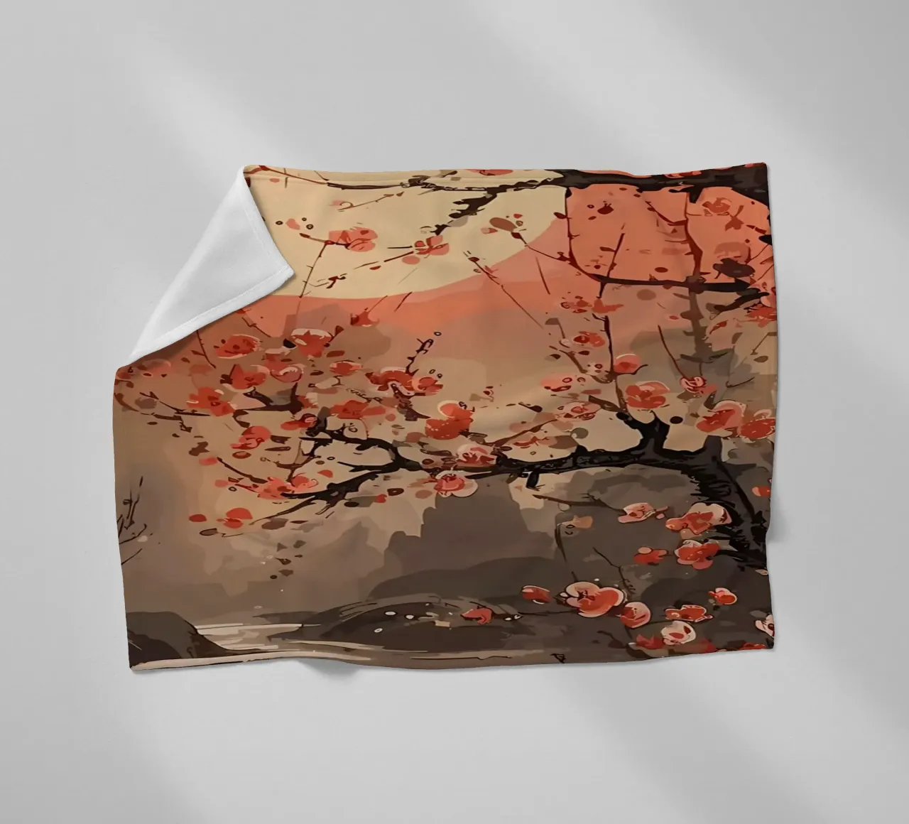 Paesaggio giapponese dipinto coperta in pile da Rebecca Clark Wyrick