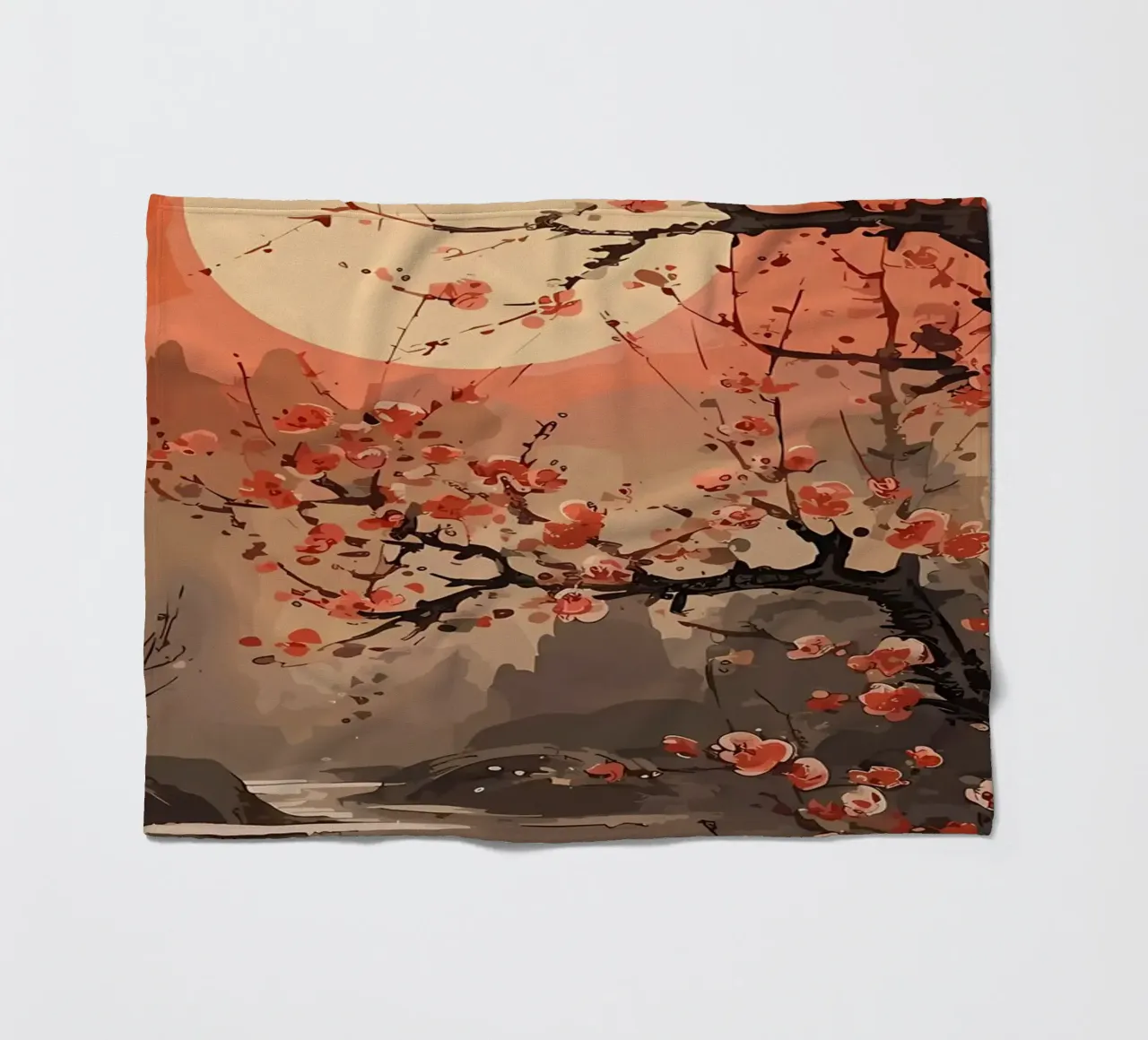 Paesaggio giapponese dipinto coperta in pile da Rebecca Clark Wyrick
