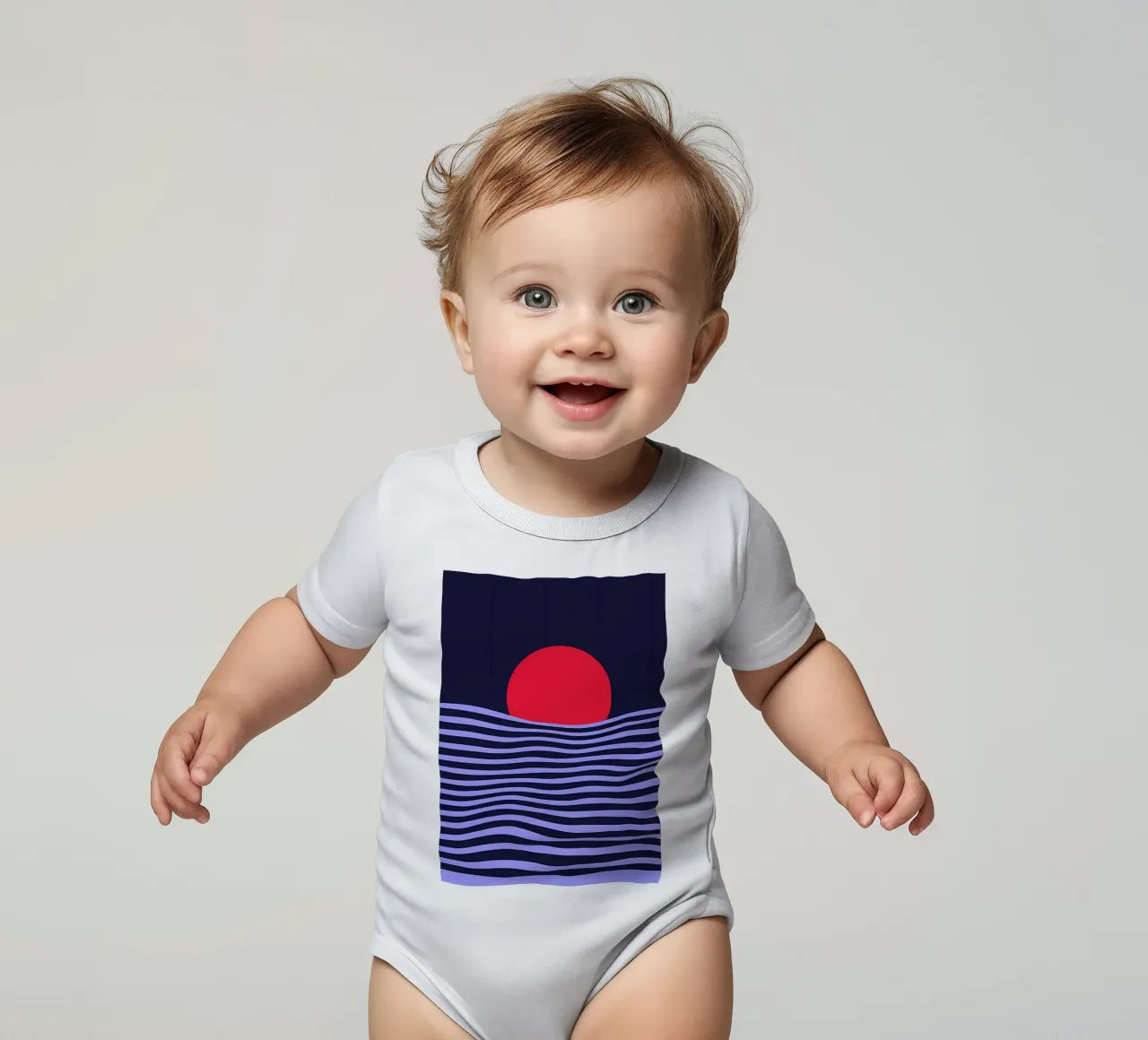 luna di notte in astratto body neonato maniche corte da James M Coyle
