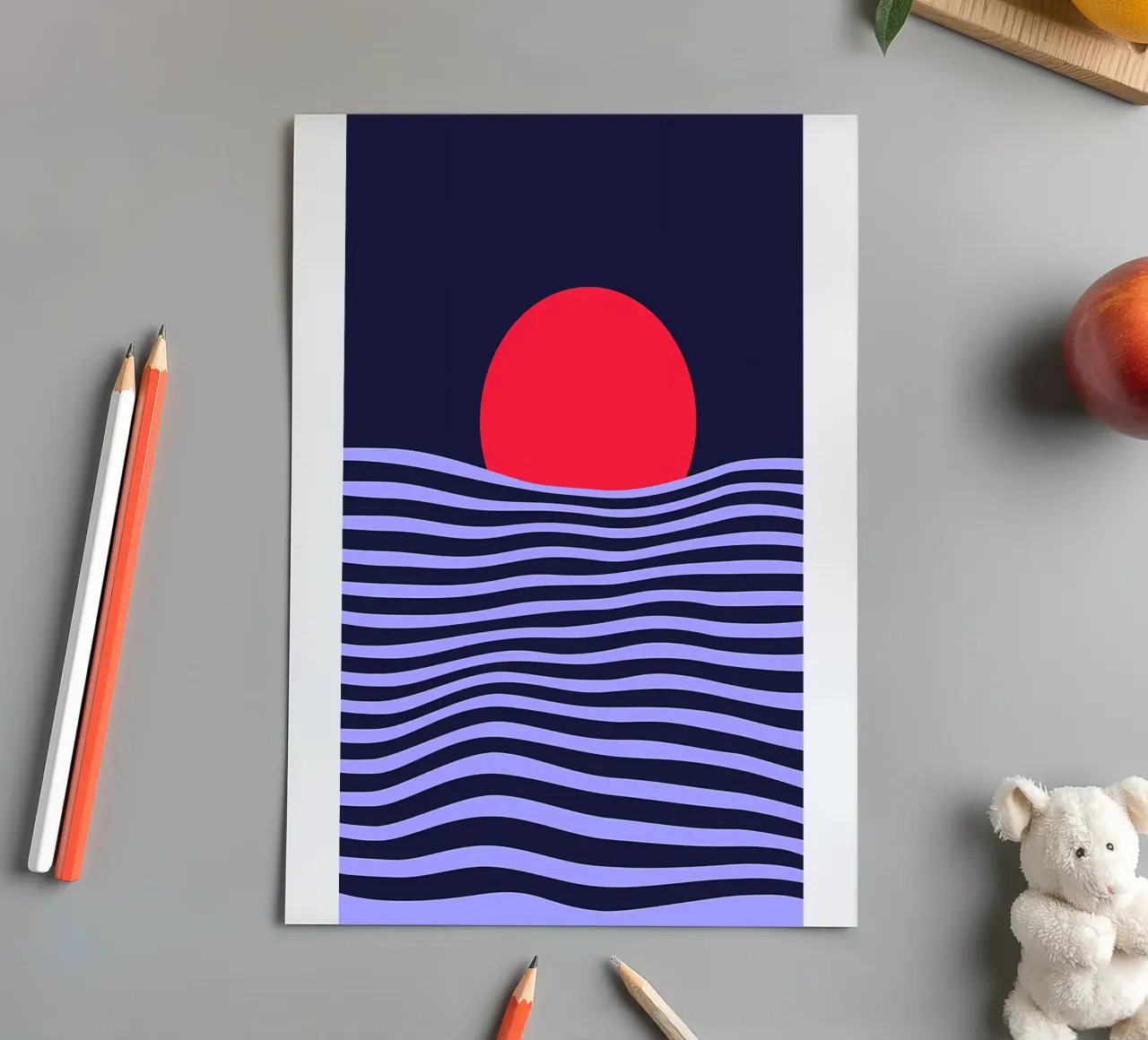 lune la nuit dans l'abstrait planche autocollant de James M Coyle