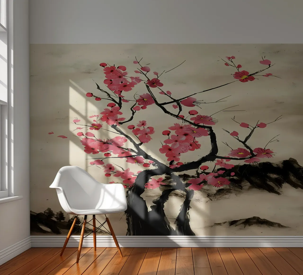 Cherry tree fotobehang van Rebecca Clark Wyrick
