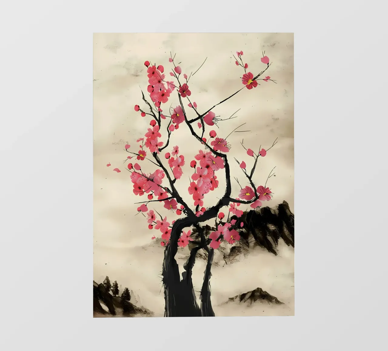 Cherry tree fotobehang van Rebecca Clark Wyrick