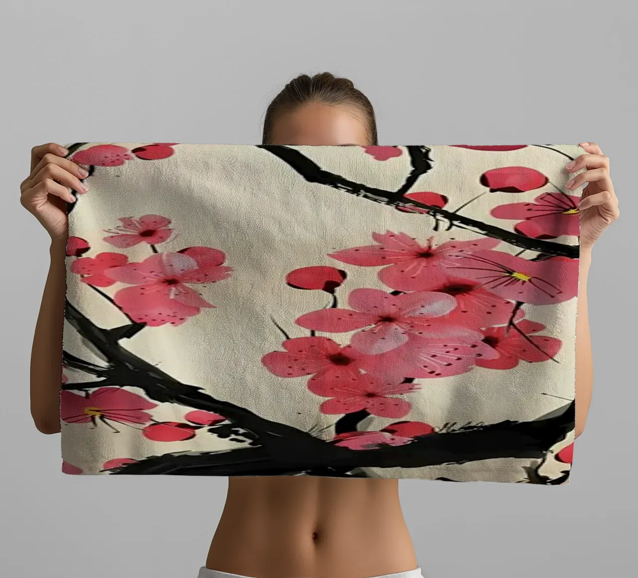 Cherry tree towel by Rebecca Clark Wyrick
