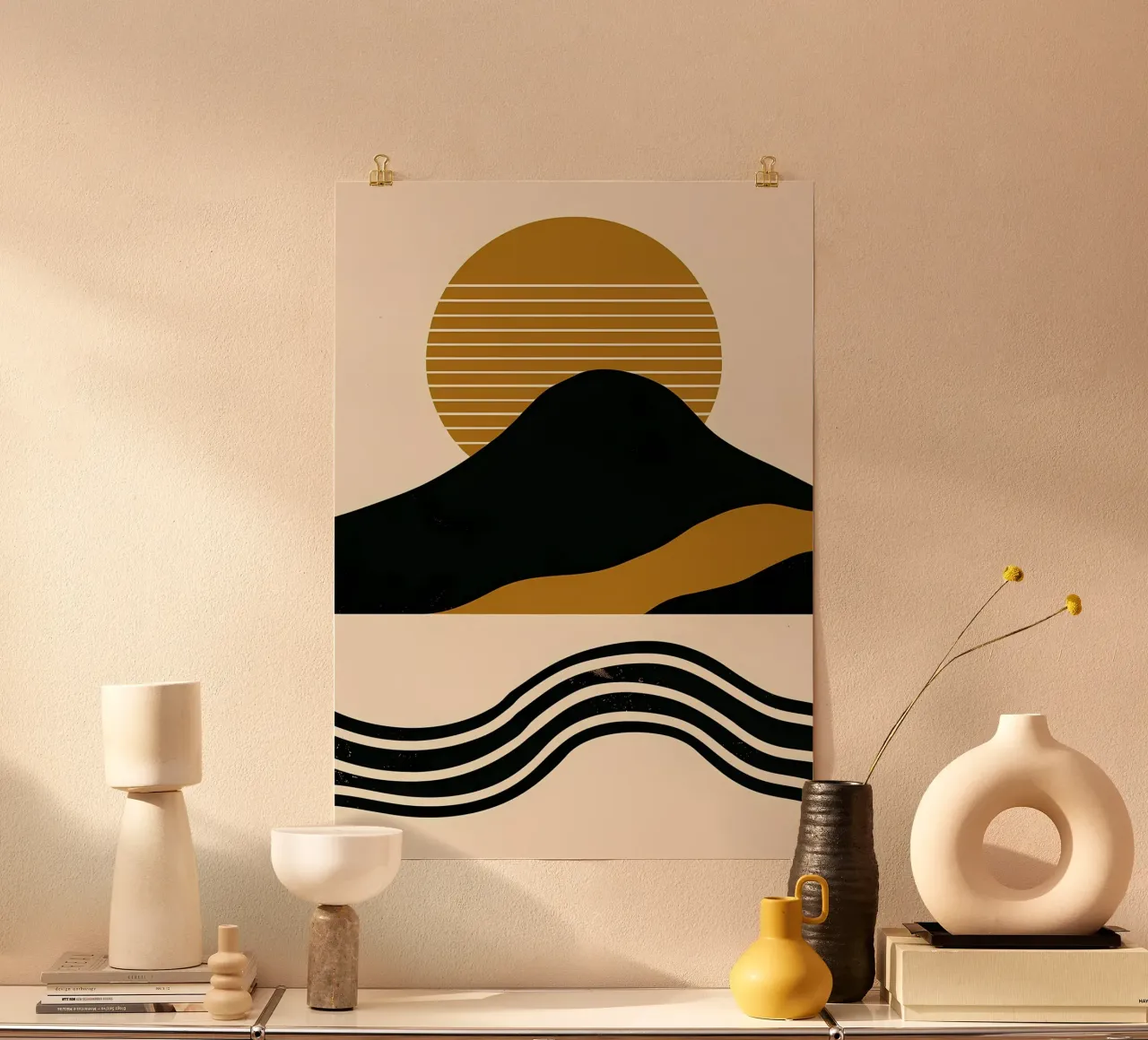 Gouden abstract landschap hahnemühle van James M Coyle