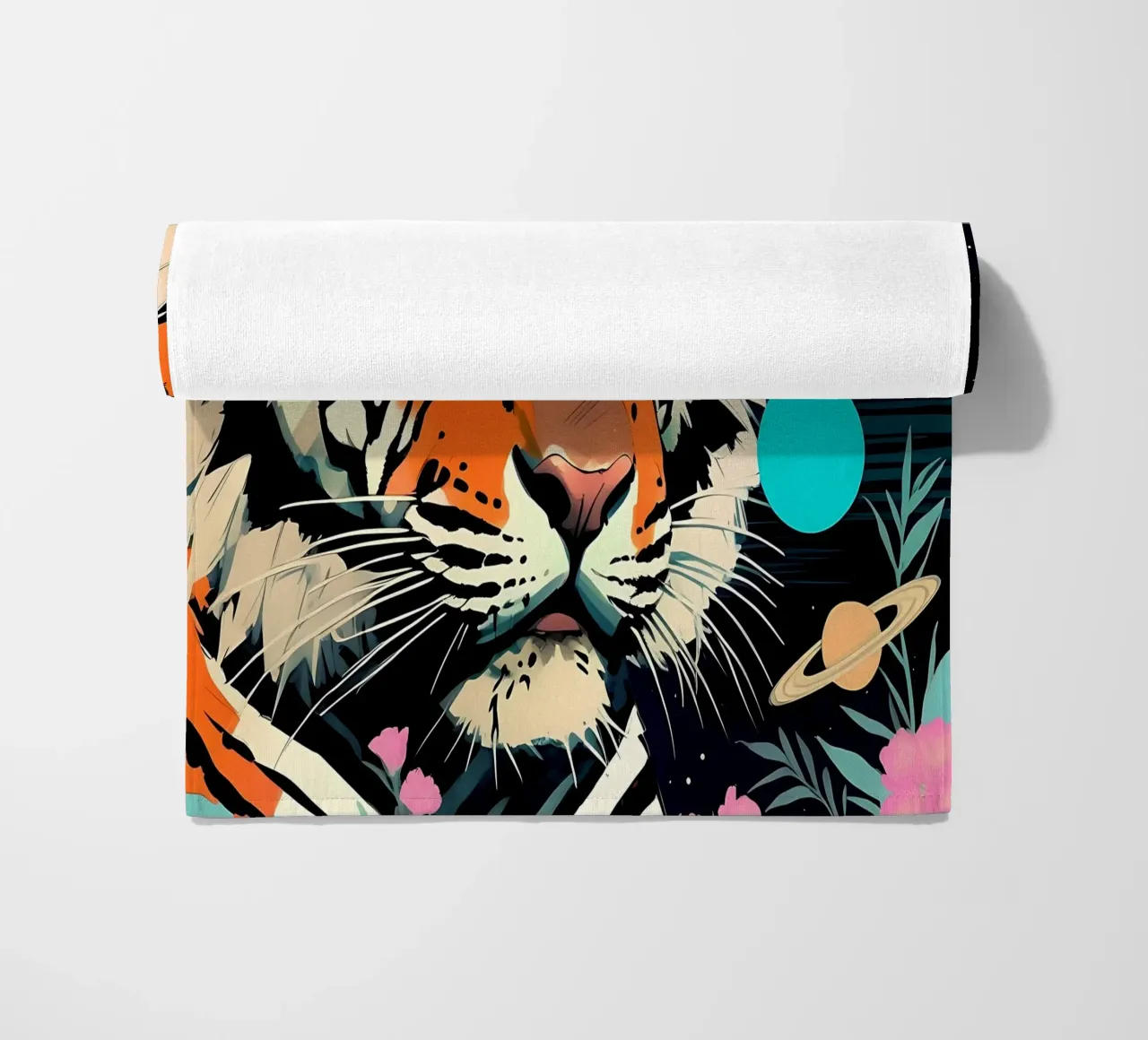 Tiger_Style_D_1 beach towel by Tierisch bunt by LK